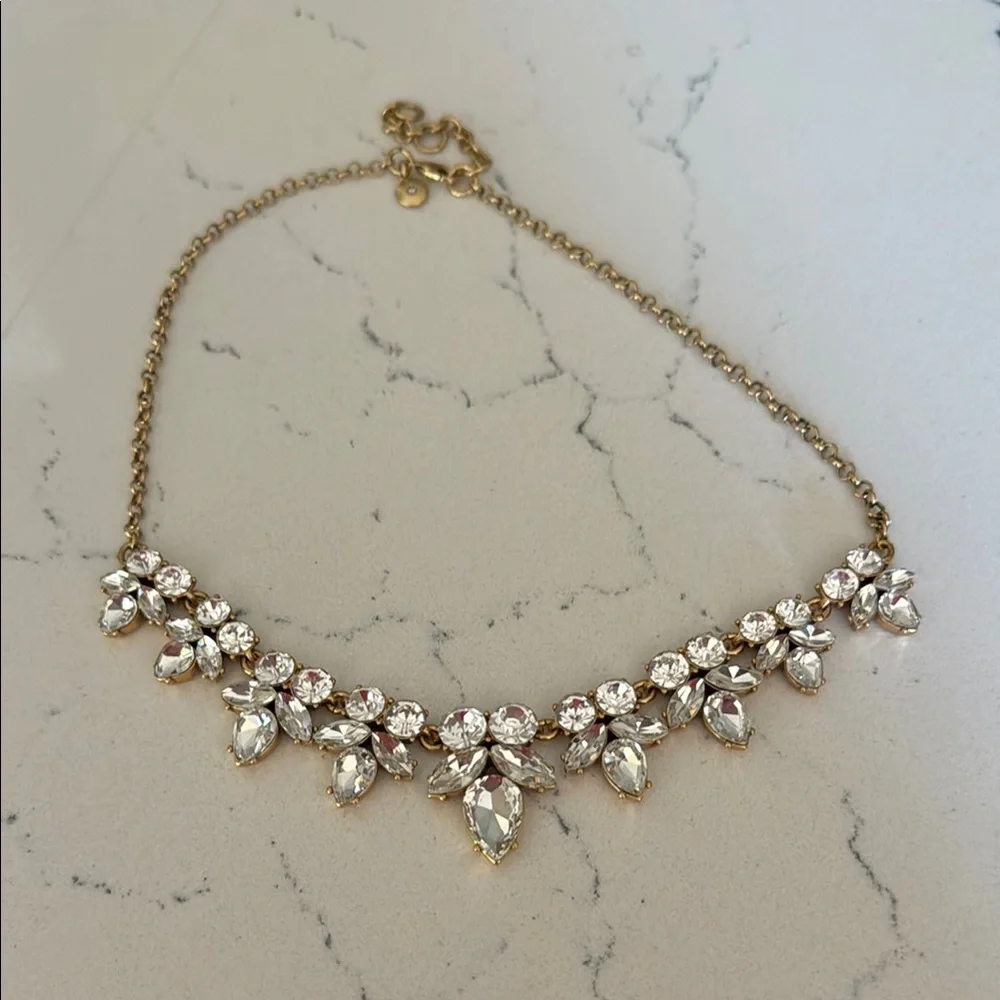 J. Crew Women's Fashion Jewelry Gold Crystal Necklace OS EUC - Picture 1 of 11